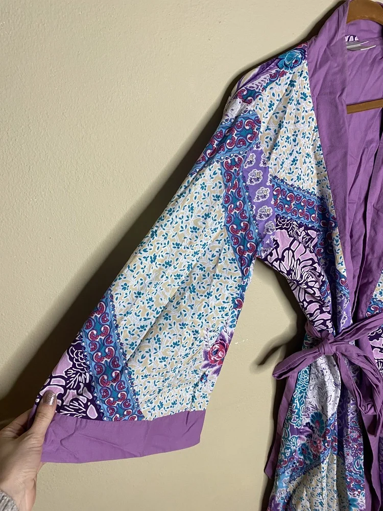 Soft Surroundings Purple Patchwork Robe - Picture 10 of 13